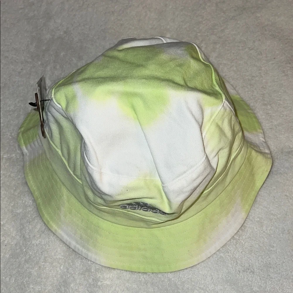 Adidas Kids Neon Green and White Bucket Hat